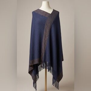 NWOT‎ Boutique Metallic Asymmetrical Poncho Wrap